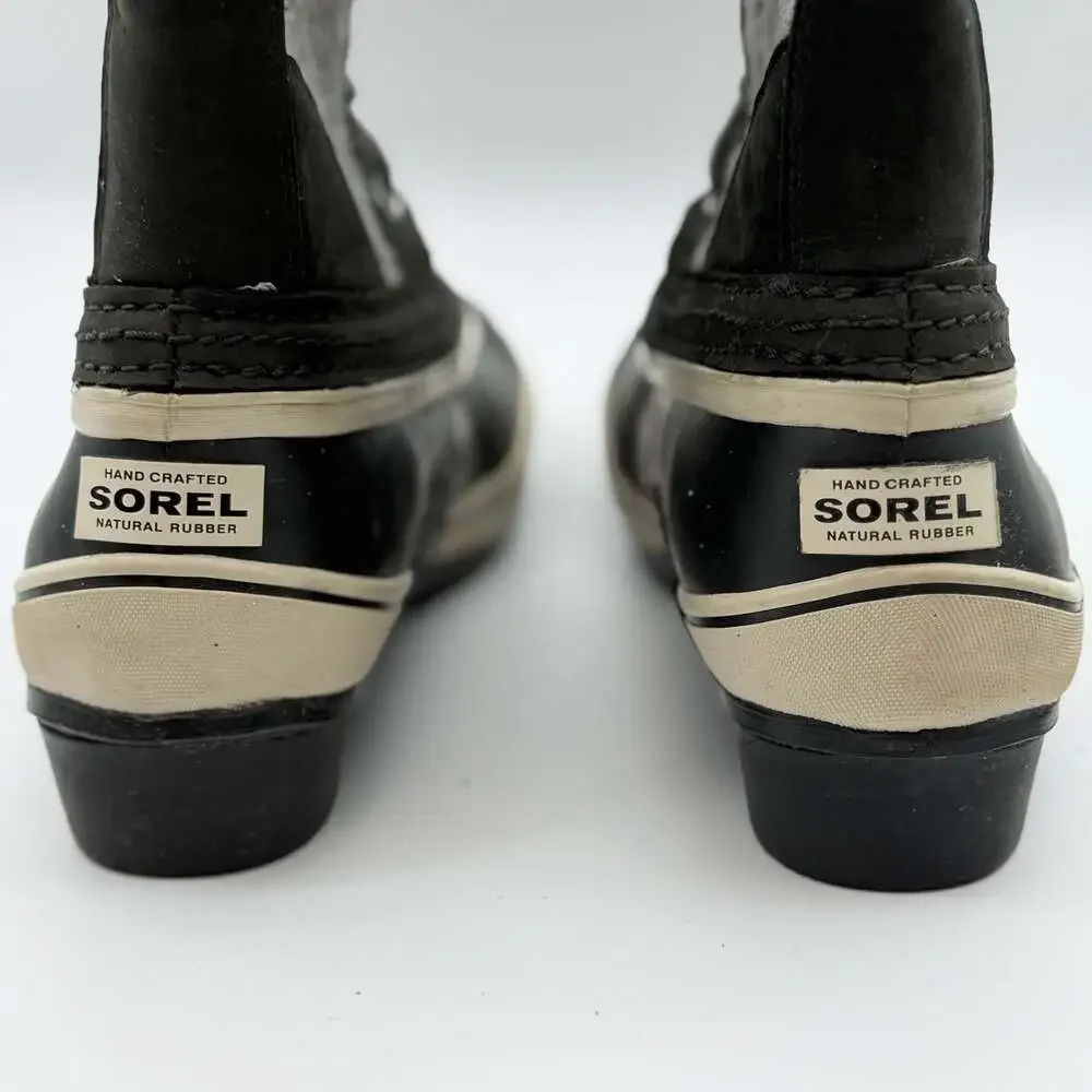 Sorel Sorelli Tall Waterproof Lace-Up Winter Boots in Black and Grey Felt